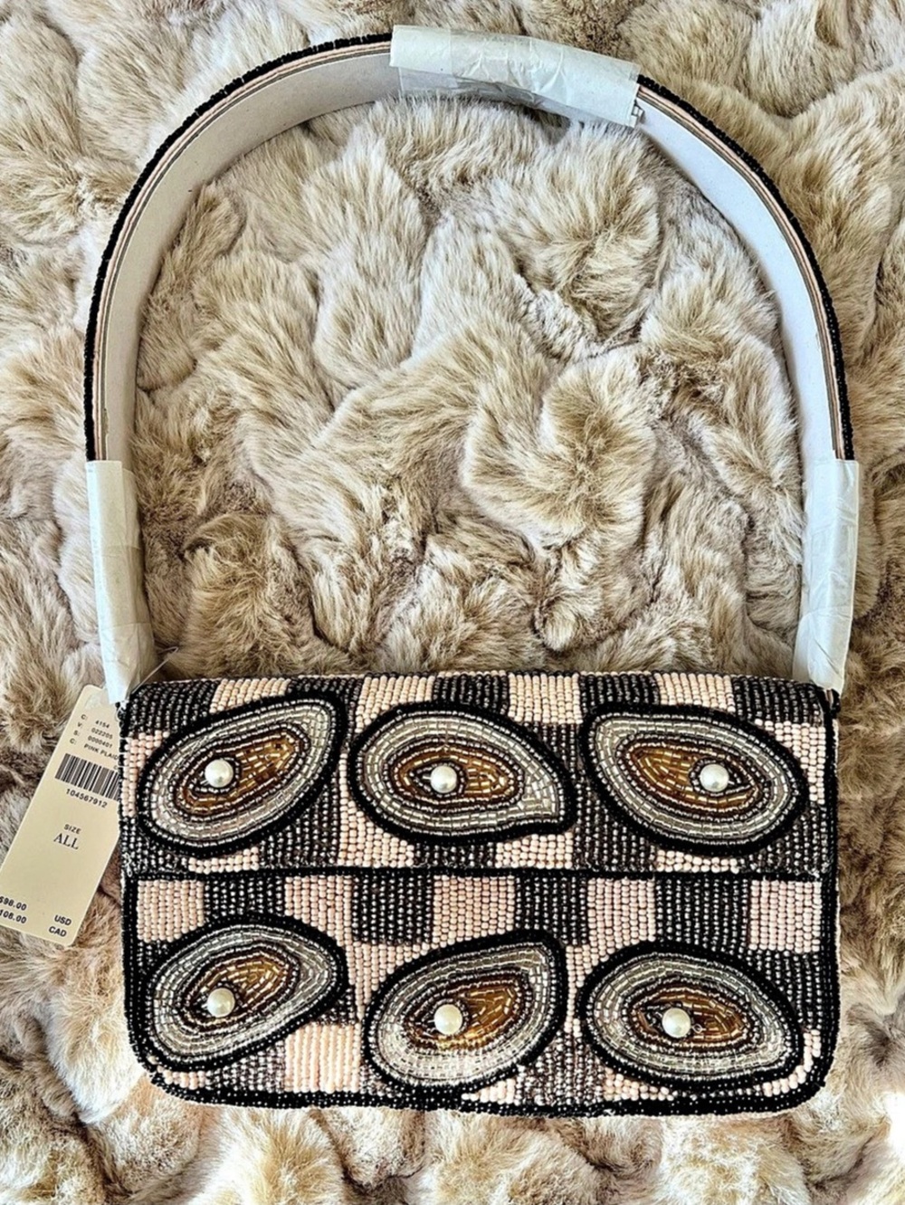 Anthropologie The Fiona Beaded Bag: Food & Drink Edition Oyster NWT